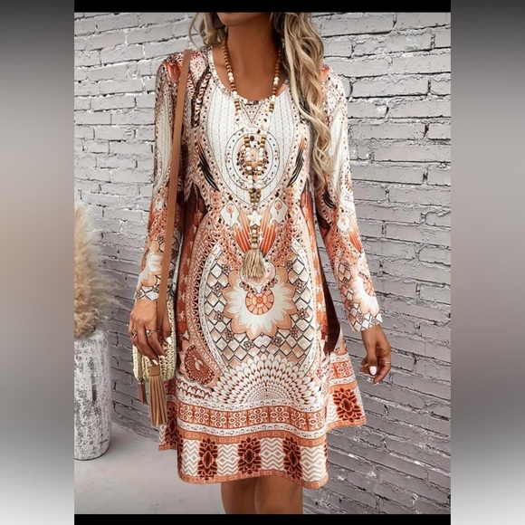Dresses & Skirts - Bohemian Orange and White Dress Plus Sz 14 nwt
